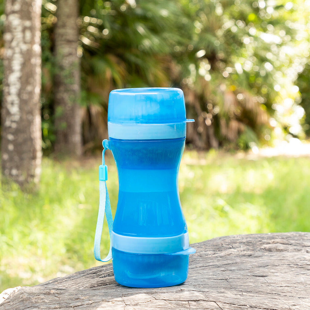 2 in 1 - Flasche mit Wasser- und Futterbehälter für Haustiere Pettap