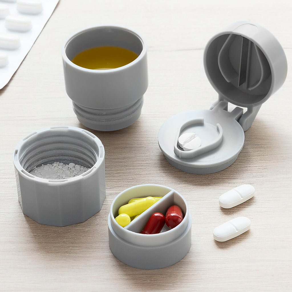 Clever 5-in-1 Pillendose: Einfach dosieren & zerkleinern.
