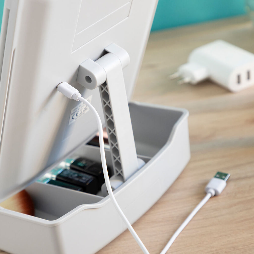 Klappbarer Spiegel mit LED und 3-in-1-Make-up-Organizer Panomir Innova