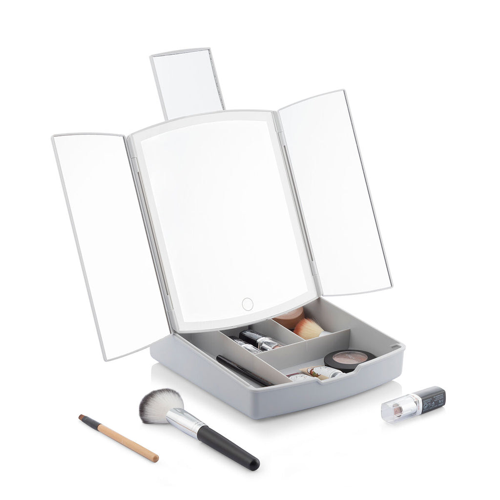 Klappbarer Spiegel mit LED und 3-in-1-Make-up-Organizer Panomir Innova