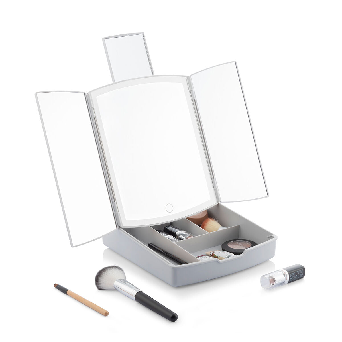 Klappbarer Spiegel mit LED und 3-in-1-Make-up-Organizer Panomir Innova