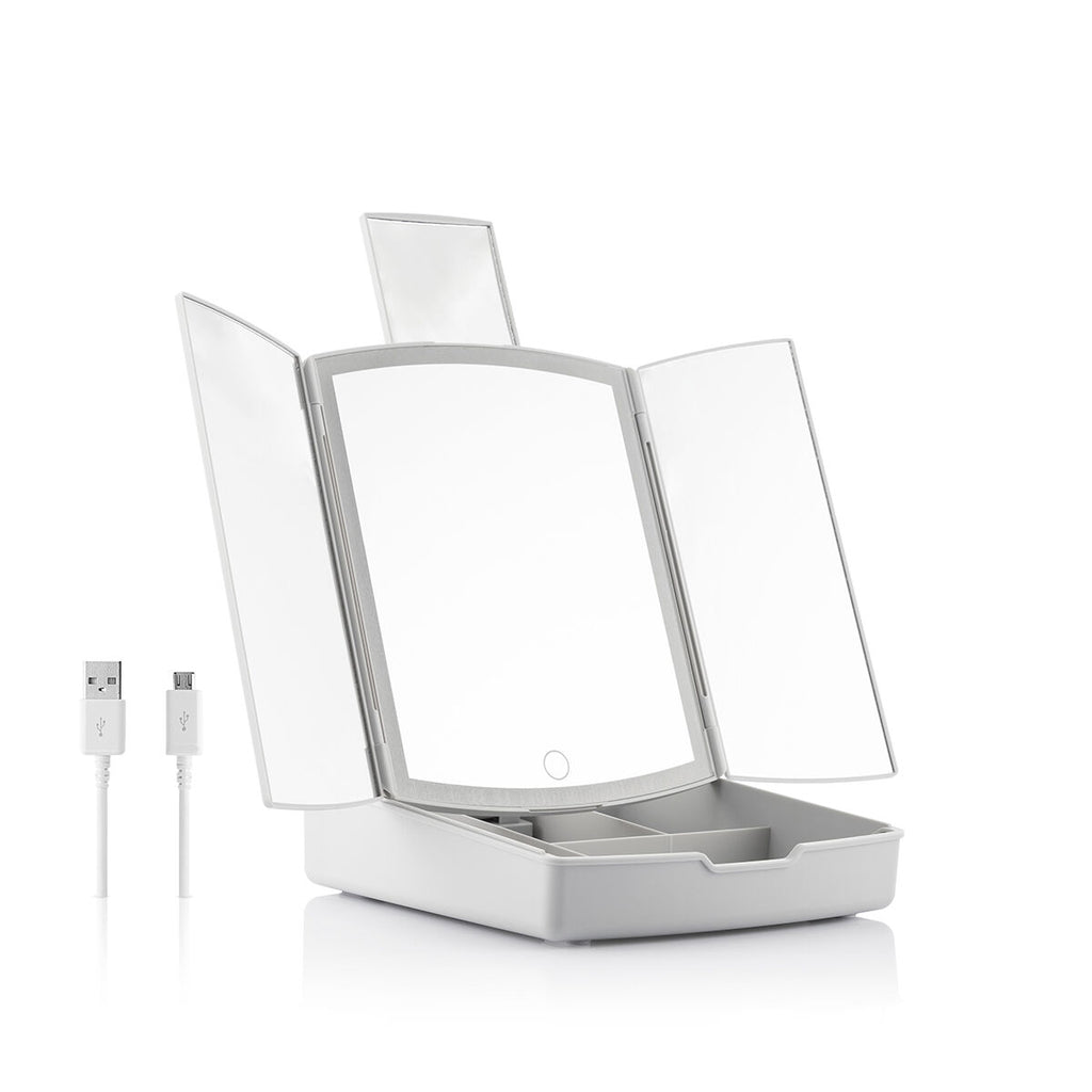 Klappbarer Spiegel mit LED und 3-in-1-Make-up-Organizer Panomir Innova