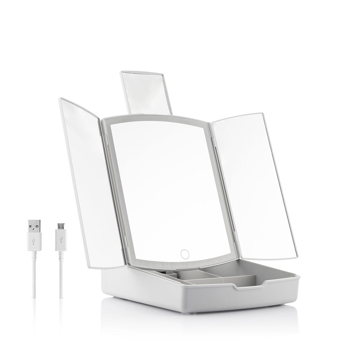 Klappbarer Spiegel mit LED und 3-in-1-Make-up-Organizer Panomir Innova