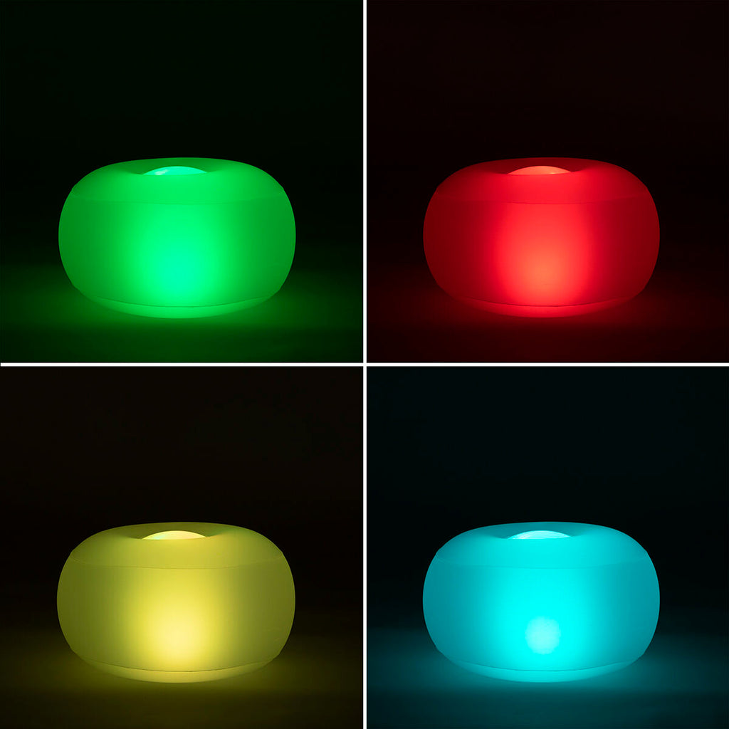 Aufblasbarer Hocker mit mehrfarbiger LED-Beleuchtung und Fernbedienung