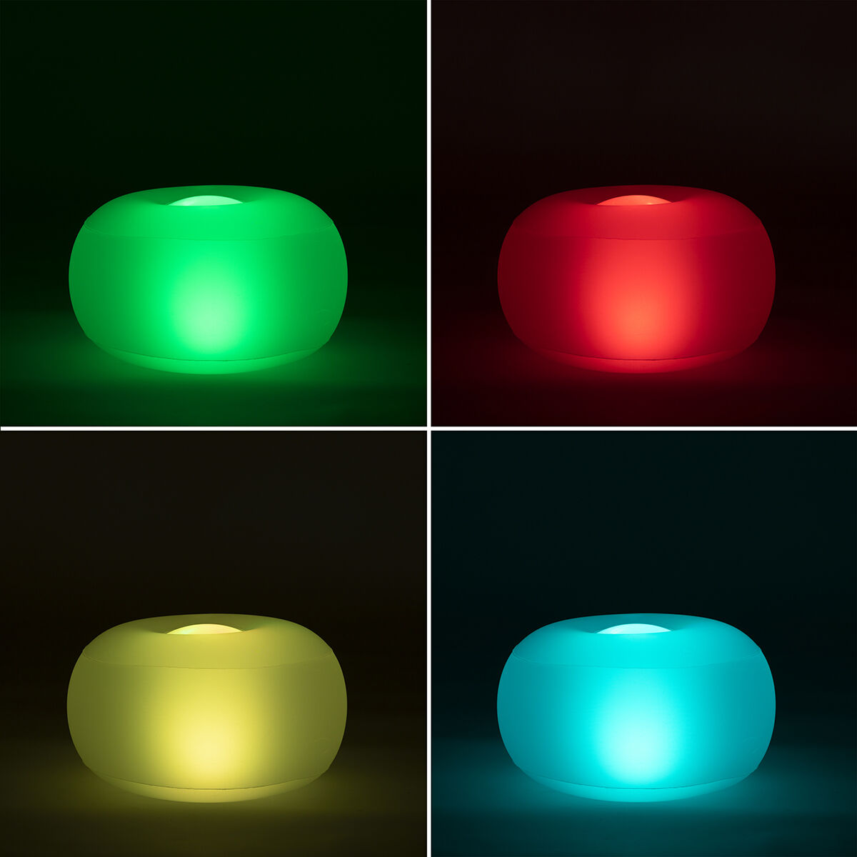 Aufblasbarer Hocker mit mehrfarbiger LED-Beleuchtung und Fernbedienung