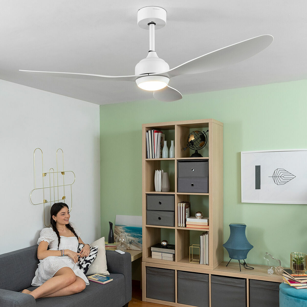 Deckenventilator mit LED-Licht und 3 ABS-Flügeln Flaled InnovaGoods We