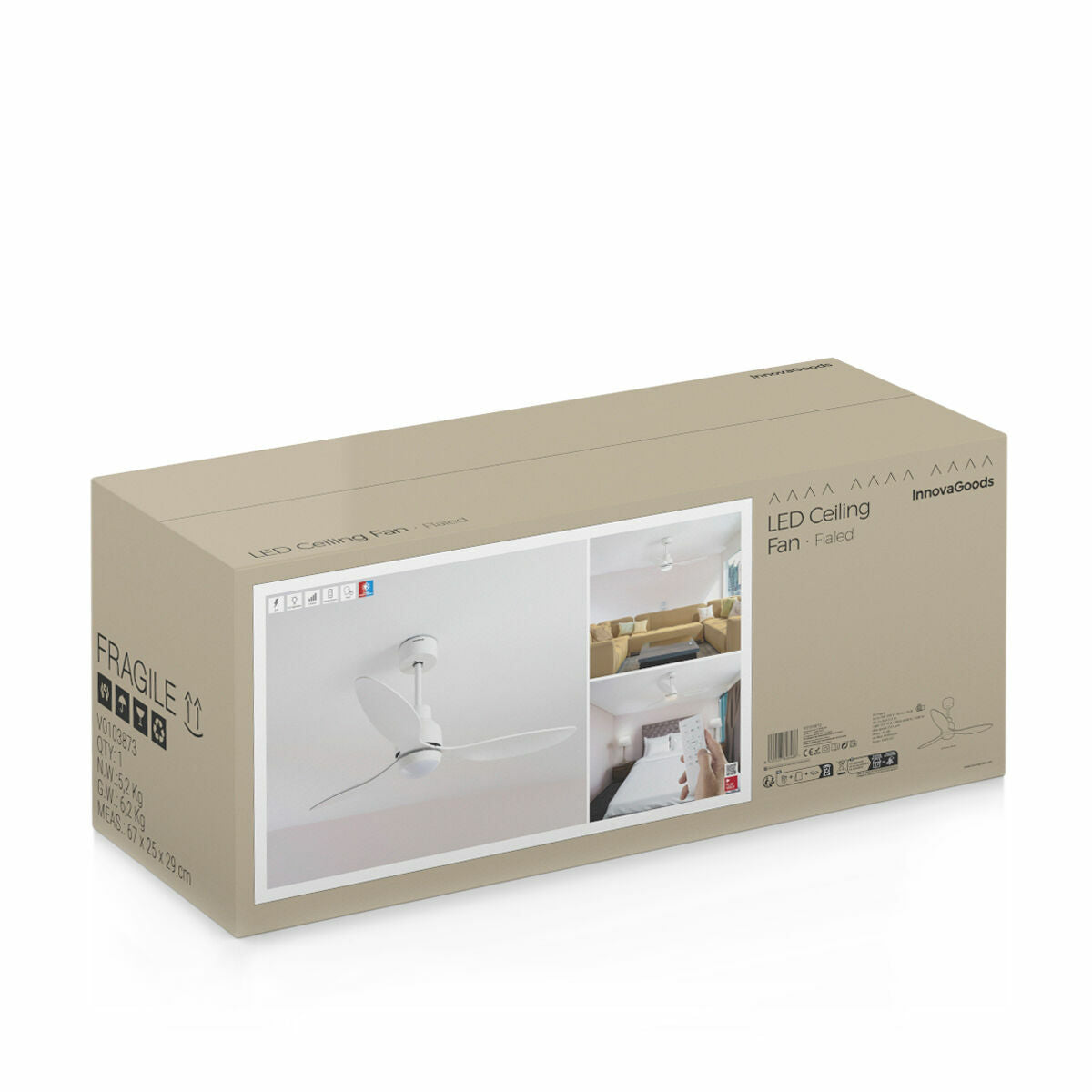Deckenventilator mit LED-Licht und 3 ABS-Flügeln Flaled InnovaGoods We