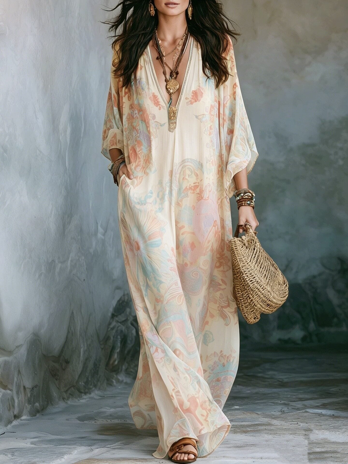 Frisches Retro-Kleid mit Batik-Print