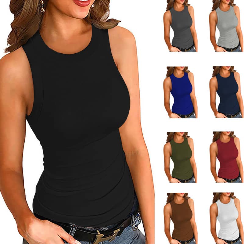 Geripptes High-Neck Tank Top für Damen