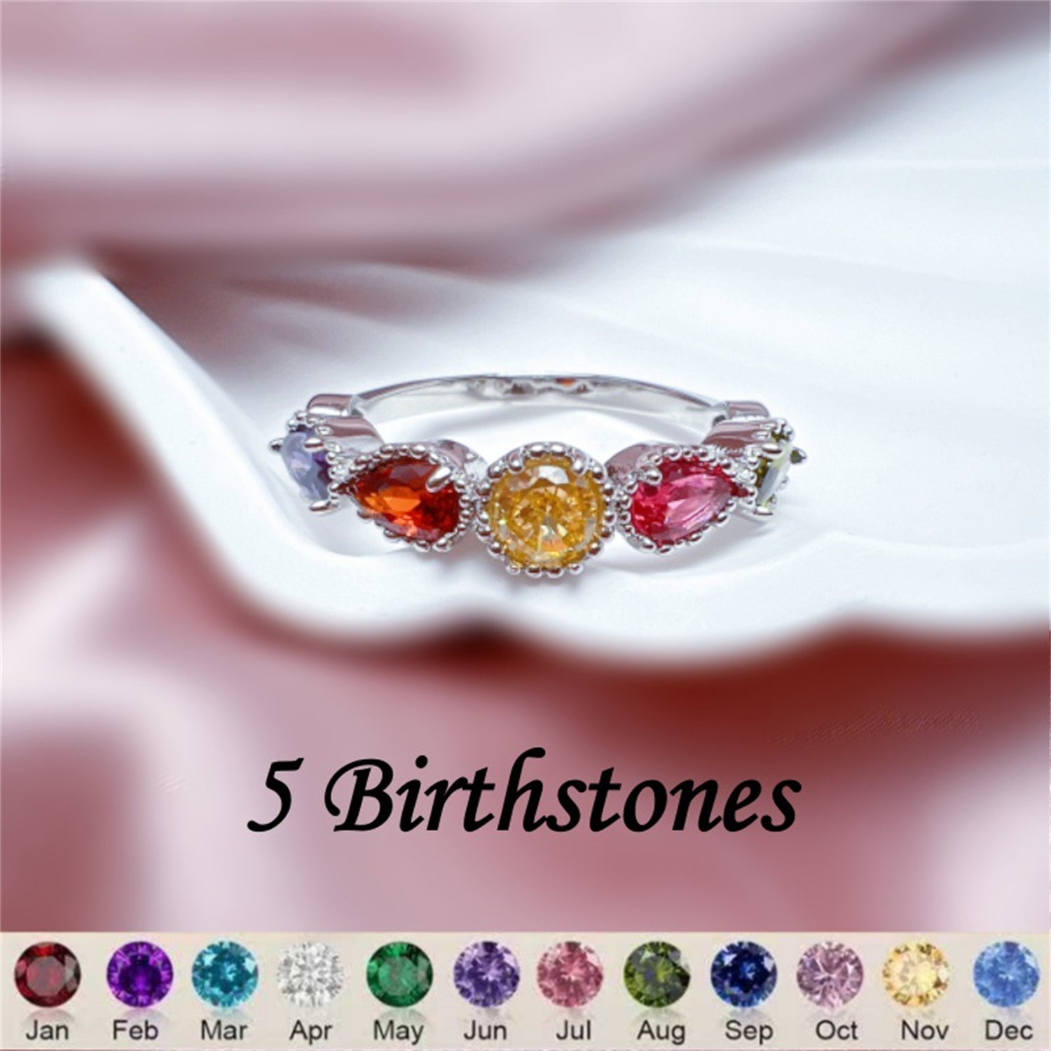 Geburtsstein-Ring mit verschiedenen Formen