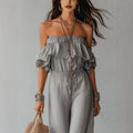 Off-Shoulder Jumpsuit mit Rüschensaum