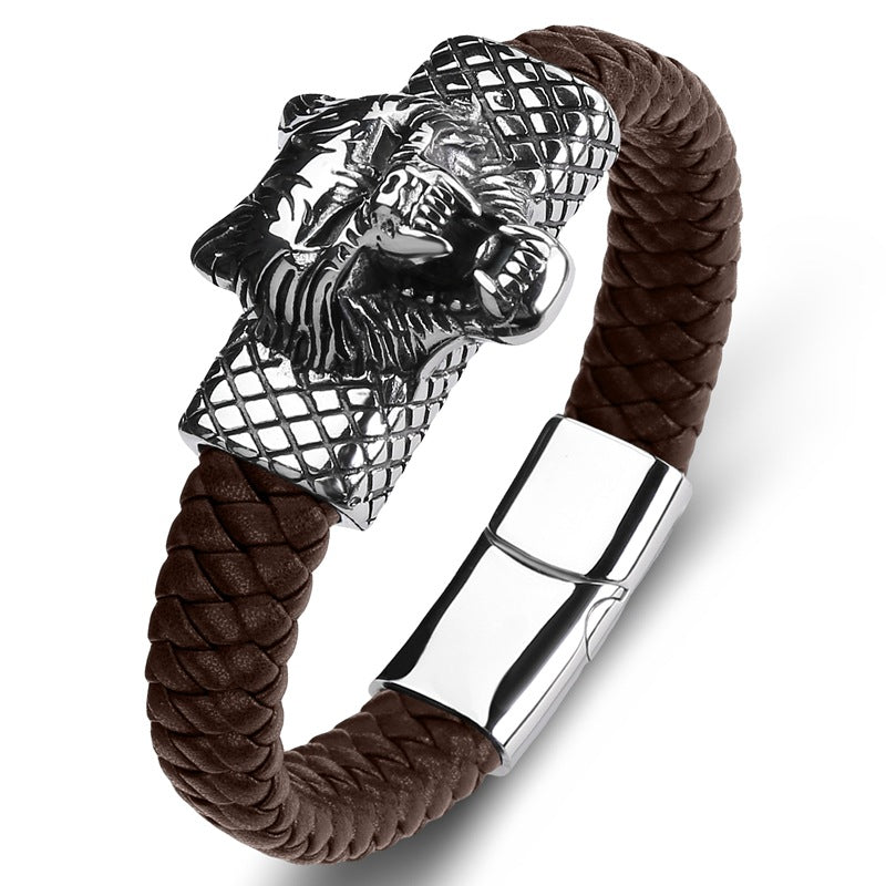 Tiger-Leopard Armband aus Edelstahl und Leder – Bild 5 | LuxeStyle