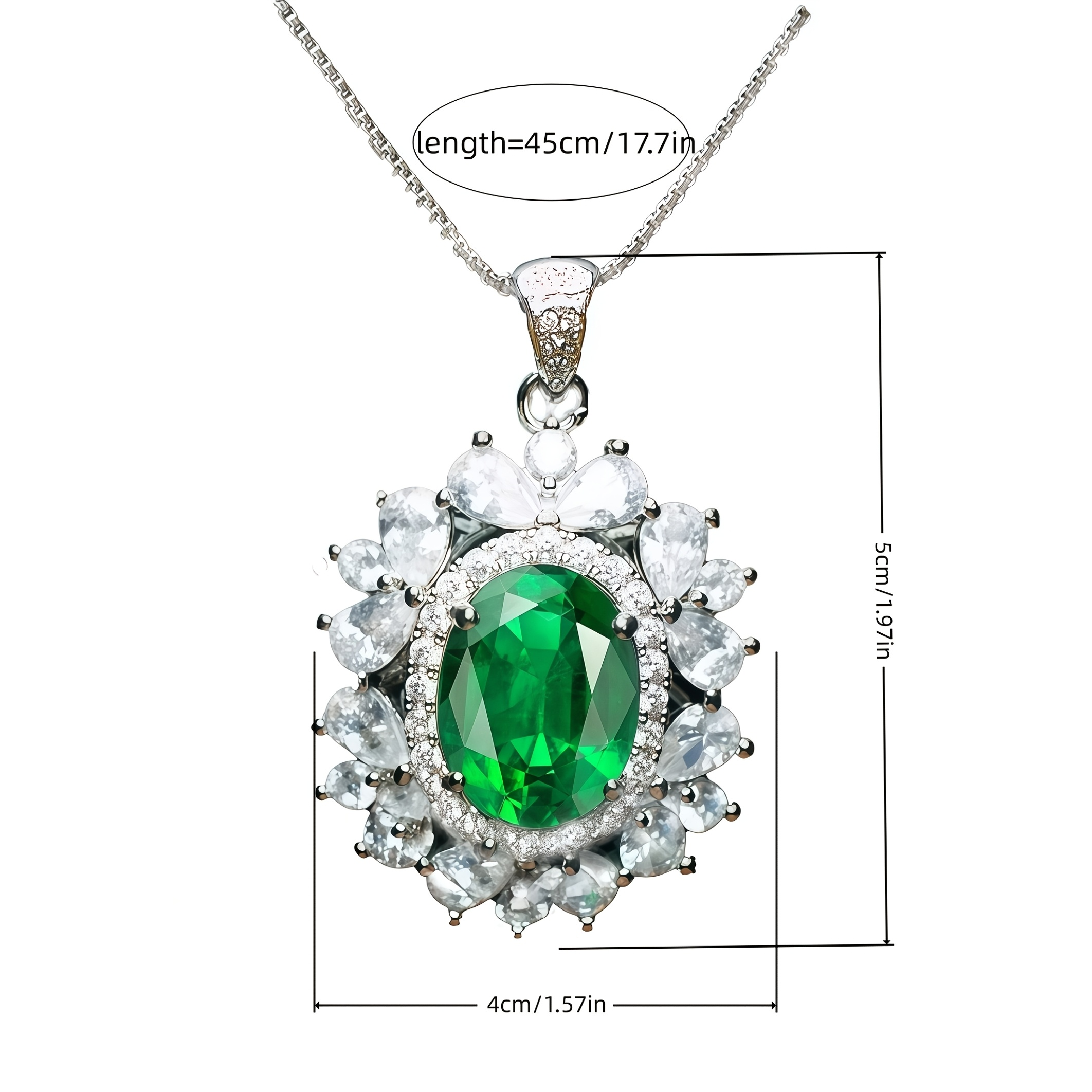 Halskette «Sunburst» mit Smaragd und Zirkonia