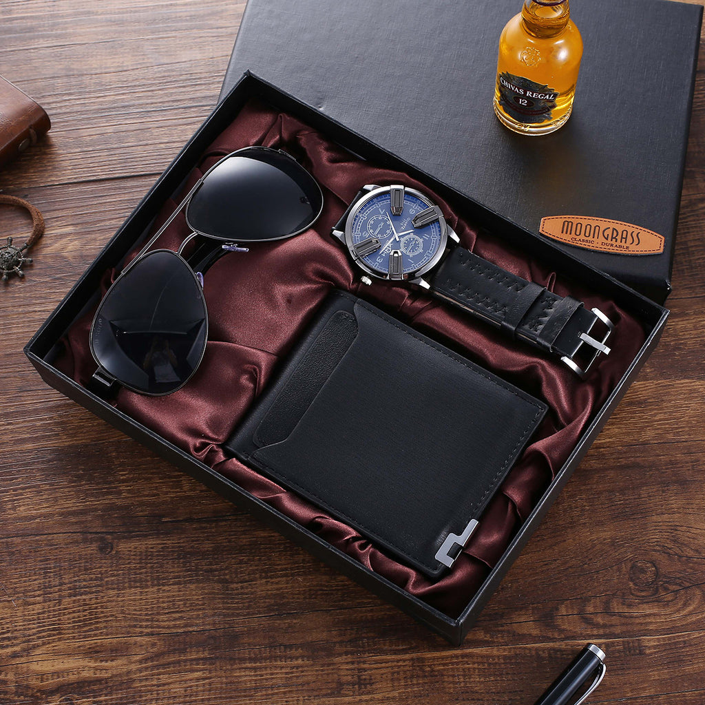 Geschenkset: Quarzuhr, Portemonnaie, Brille – Bild 2 | LuxeStyle