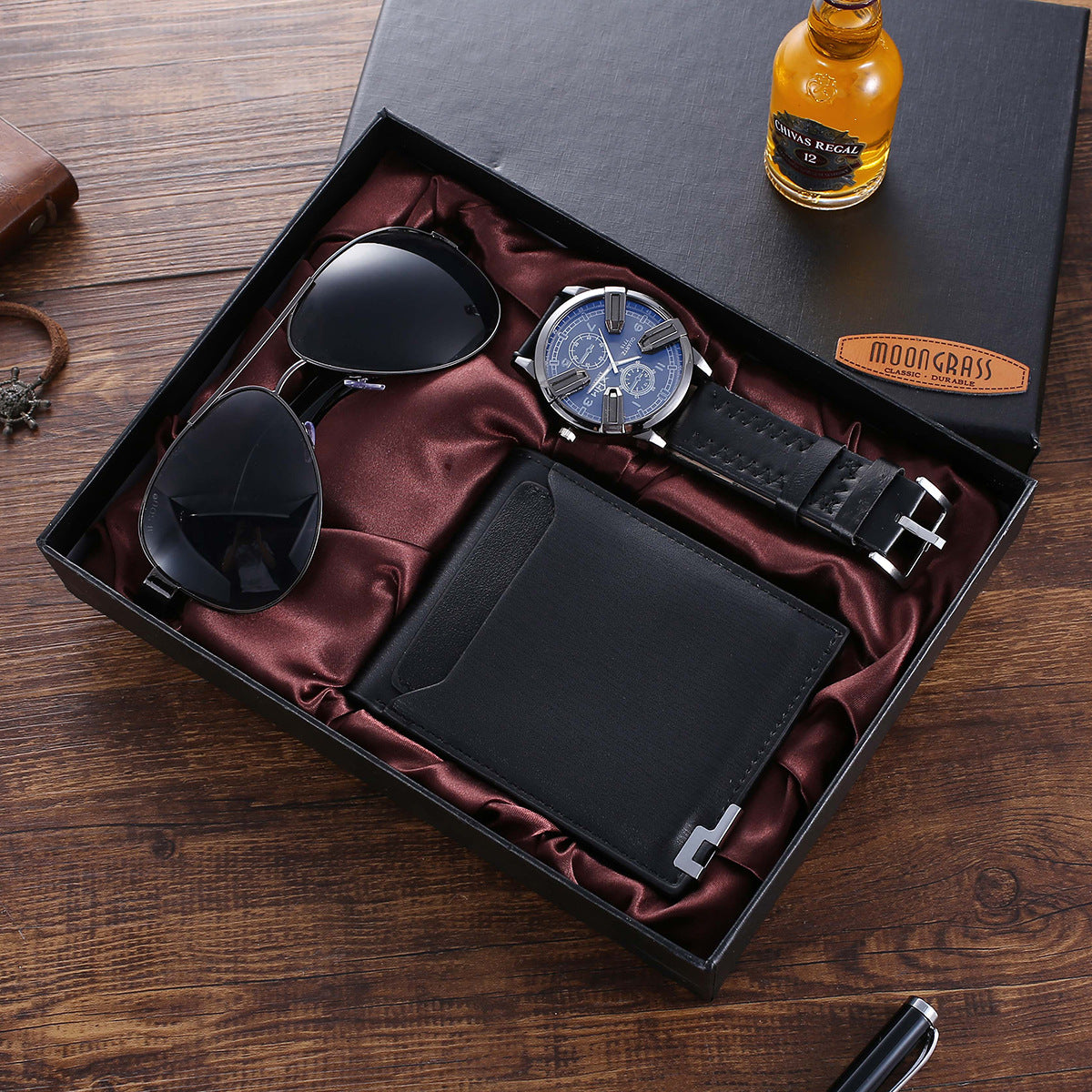Geschenkset: Quarzuhr, Portemonnaie, Brille – Bild 2 | LuxeStyle