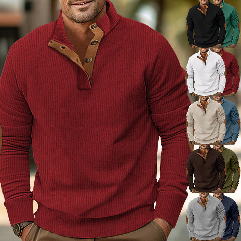 Corduroy Hoodie mit Stehkragen und aufgesetzten Taschen