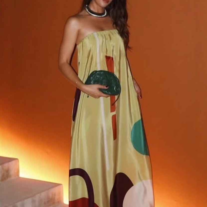 Gemustertes ärmelloses Kleid mit Taschen – Bild 6 | LuxeStyle