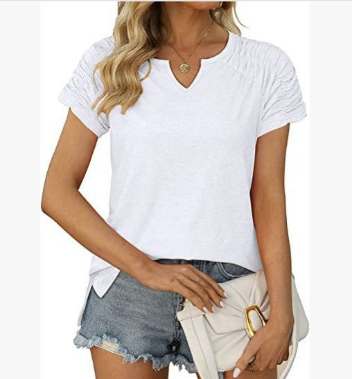 V-Ausschnitt Raglan-Shirt mit Seitenschlitz