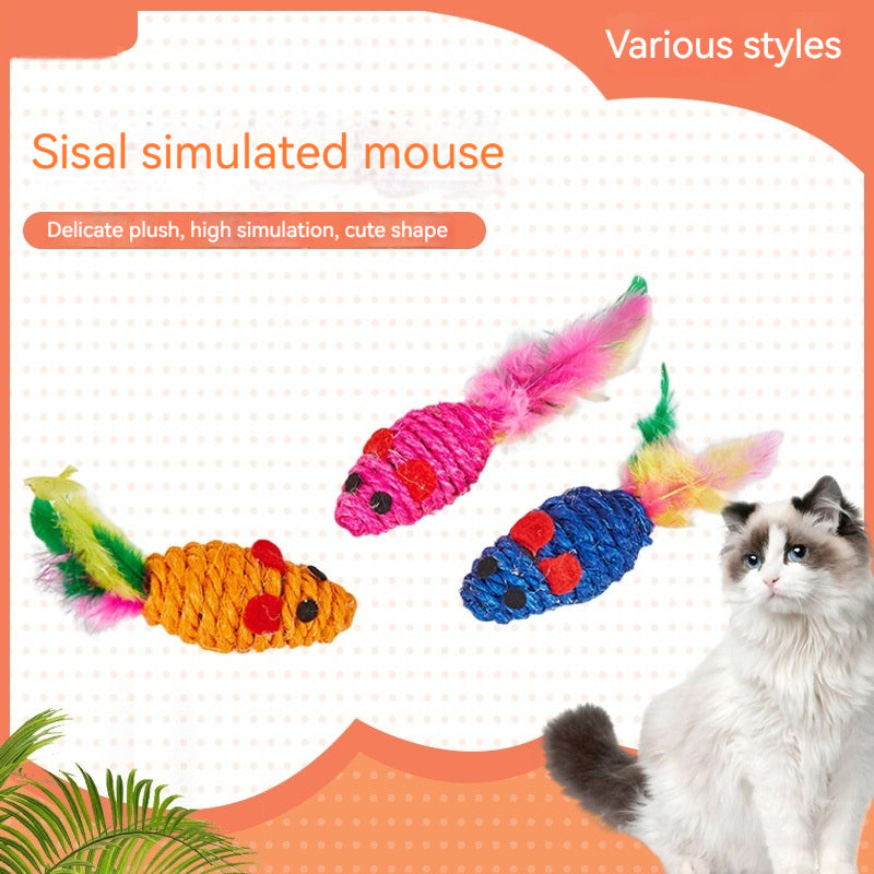 Sisal-Maus Katzen-Teaser mit Feder