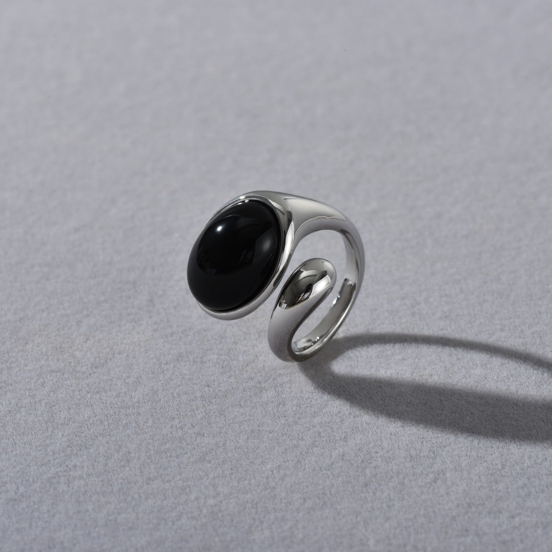Eleganter Onyx-Ring, verstellbar – Bild 2 | LuxeStyle