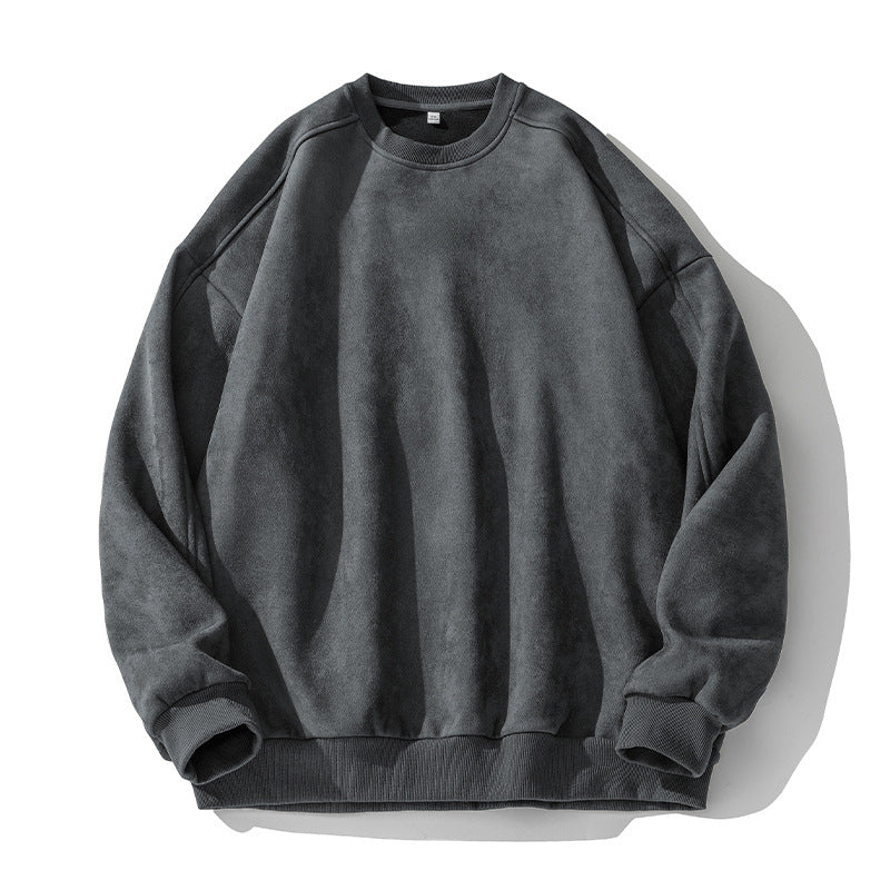 Herren Hoodie Suede-Optik, uni, lässig