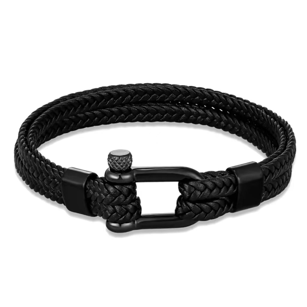 Geflochtenes Lederarmband mit Hufeisen-Schnalle | LuxeStyle