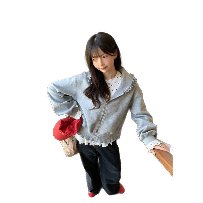 Grauer Hoodie Cardigan