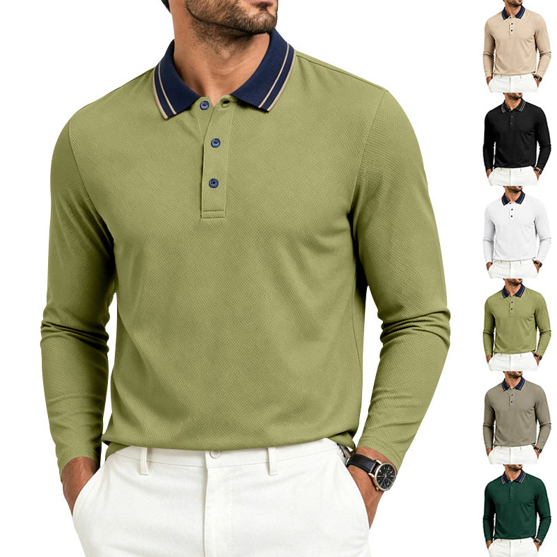 Herren-Polo mit Kragen und langen Ärmeln