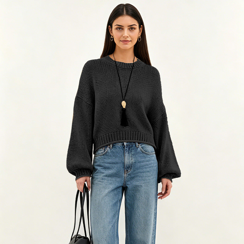 Strickpullover Rundhals Loose-Fit Damen
