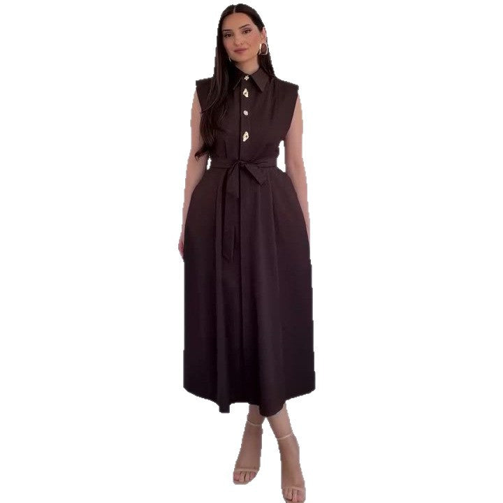 Ärmelloses A-Linien Kleid mit Schnürung