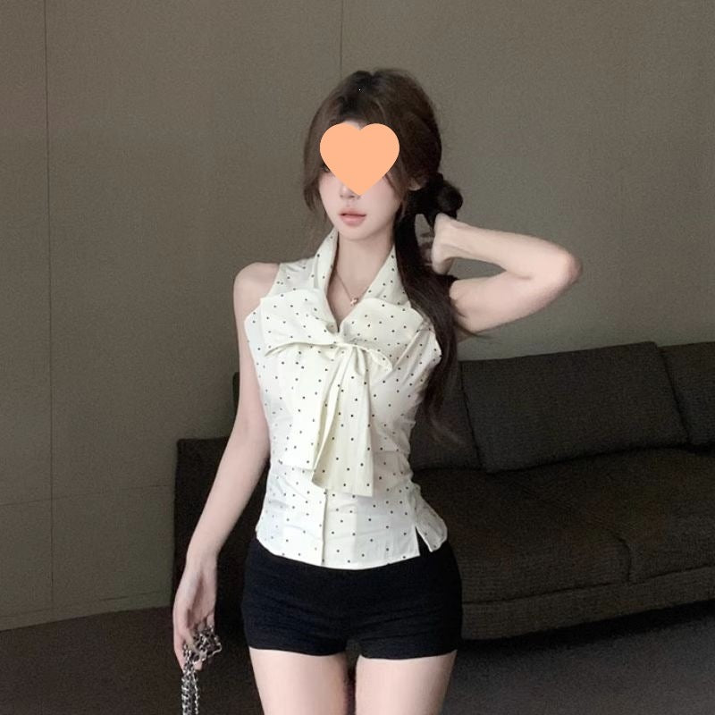 Chiffon-Bluse mit Bindeband und Karos