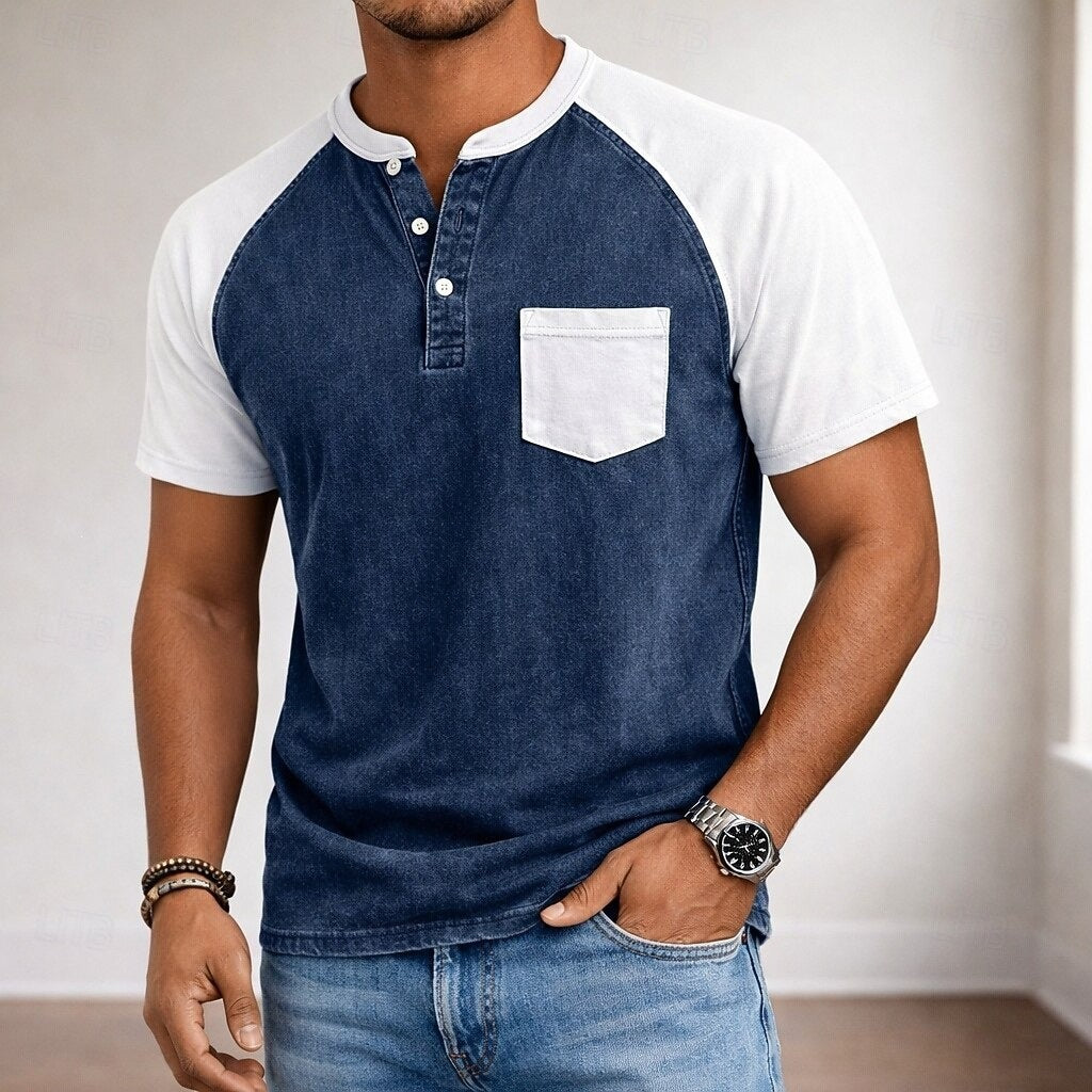 Polo-Shirt mit Henley-Kragen für Herren