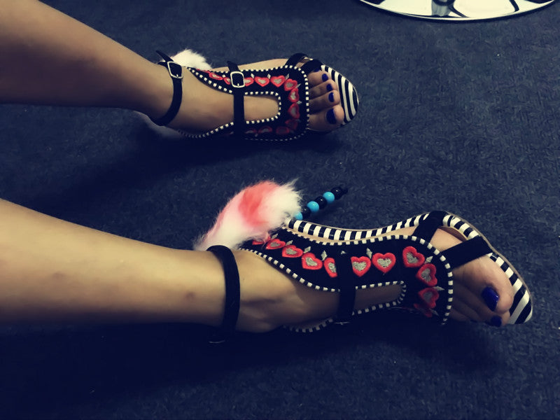 Herz-Stickerei Schuhe & Sandalen mit Farbenfroher Kombination
