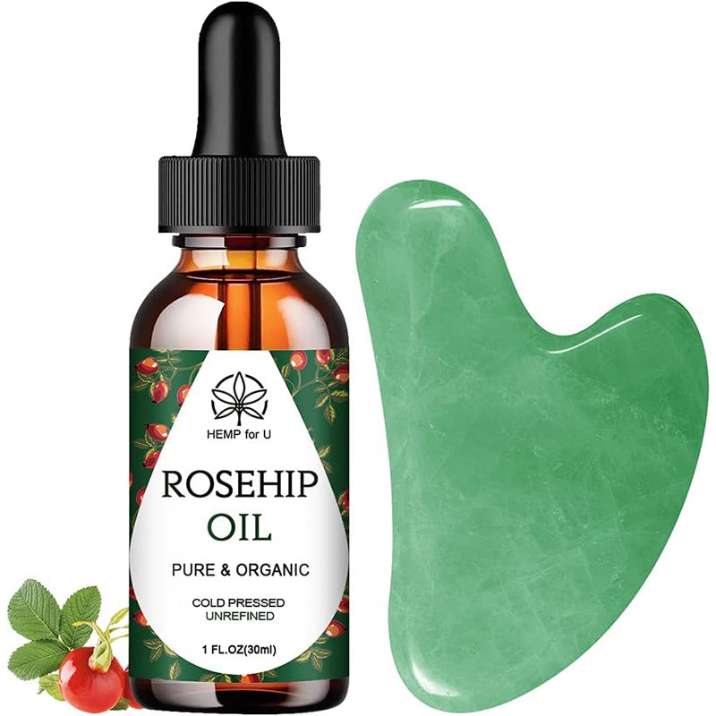 Gua-Sha-Set «Jade» · Massage-Tool & Rosehip-Öl