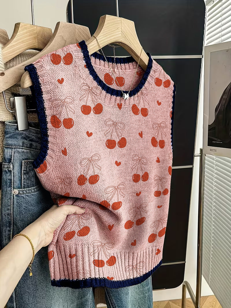 Retro Color-Block Strickweste für Damen