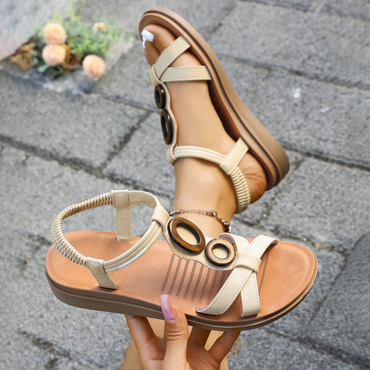 Casual-Sandalen mit Elastikband