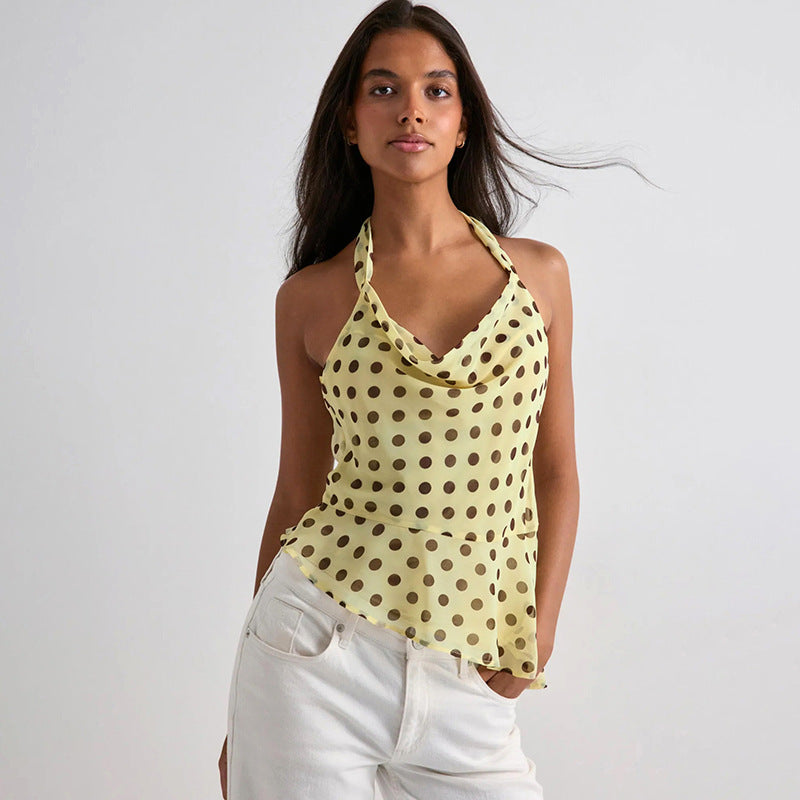 Damen Neckholder-Top mit Polka-Dots
