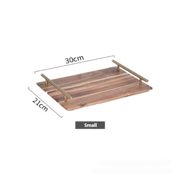 Rechteckiges Holztablett mit Metallgriff – Bild 4 | LuxeStyle