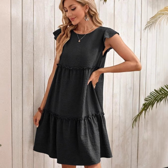 Ärmelloses Midikleid mit Rundhals und Rüschensaum – Bild 5 | LuxeStyle