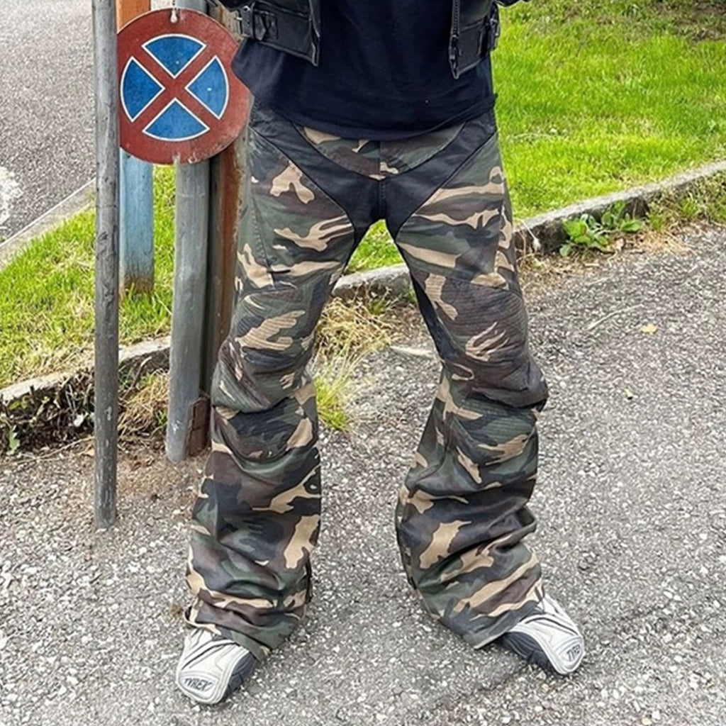 Zipper-Weitbein-Hose mit identischem Nahtdesign