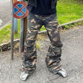 Zipper-Weitbein-Hose mit identischem Nahtdesign