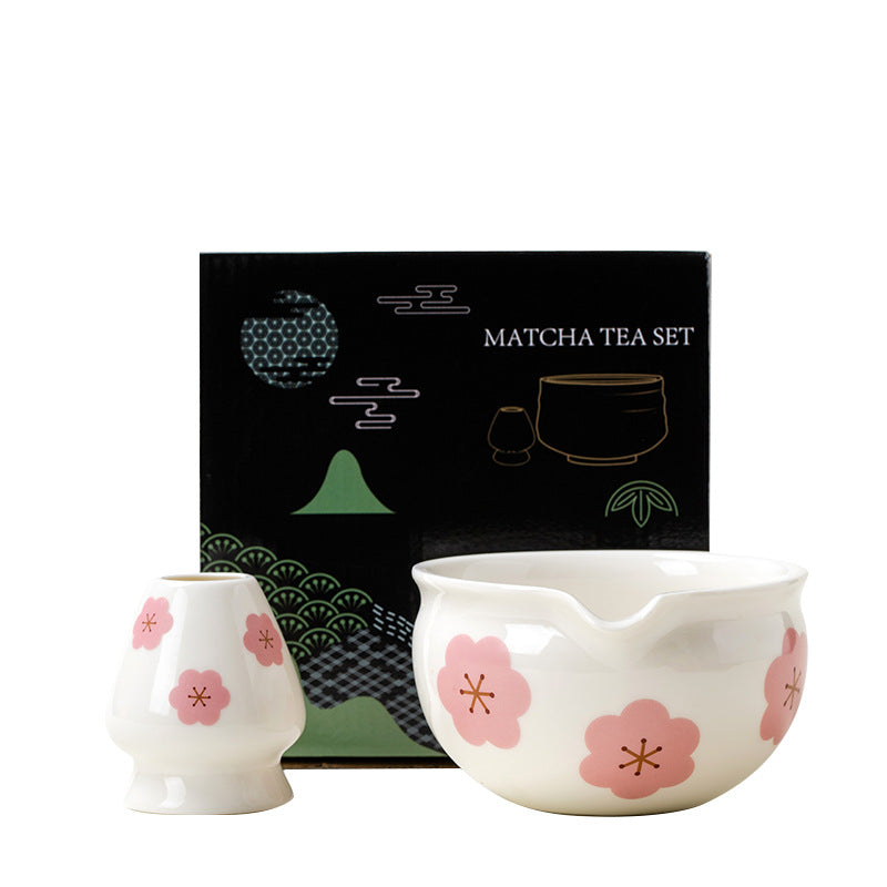 Matcha-Schale mit Blumenmuster