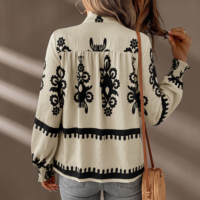 Damen Langarmshirt mit Blumenprint