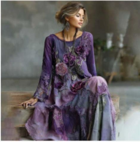 Leichtes, gemustertes Maxikleid in Plus‑Size – Bild 3 | LuxeStyle