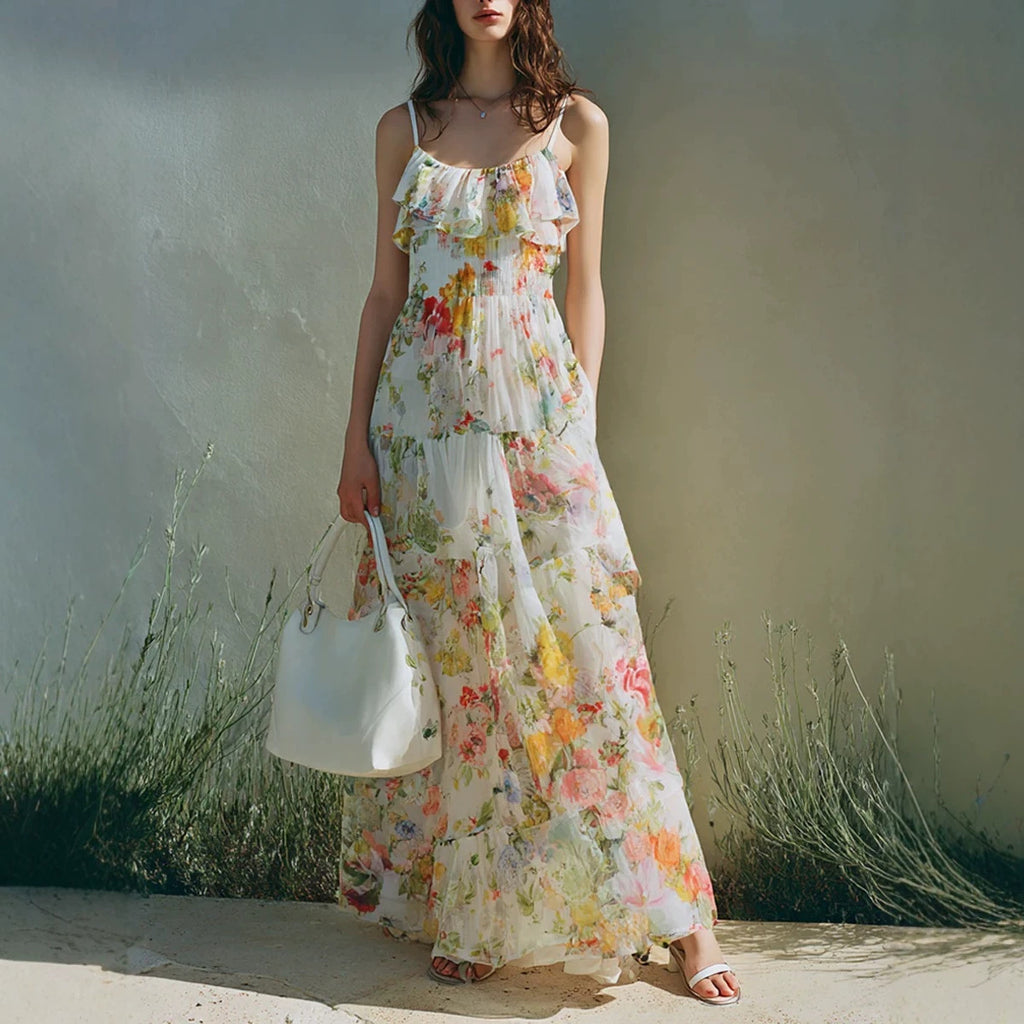 Sommerkleid mit Blumenprint und Chiffon-Lagen – Bild 3 | LuxeStyle