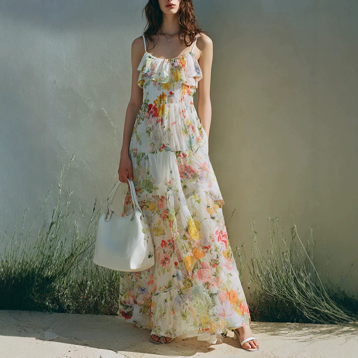 Sommerkleid mit Blumenprint und Chiffon-Lagen – Bild 3 | LuxeStyle
