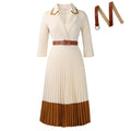 Faltenrock-Kleid mit Gürtel, hoher Taillierung – Bild 12 | LuxeStyle