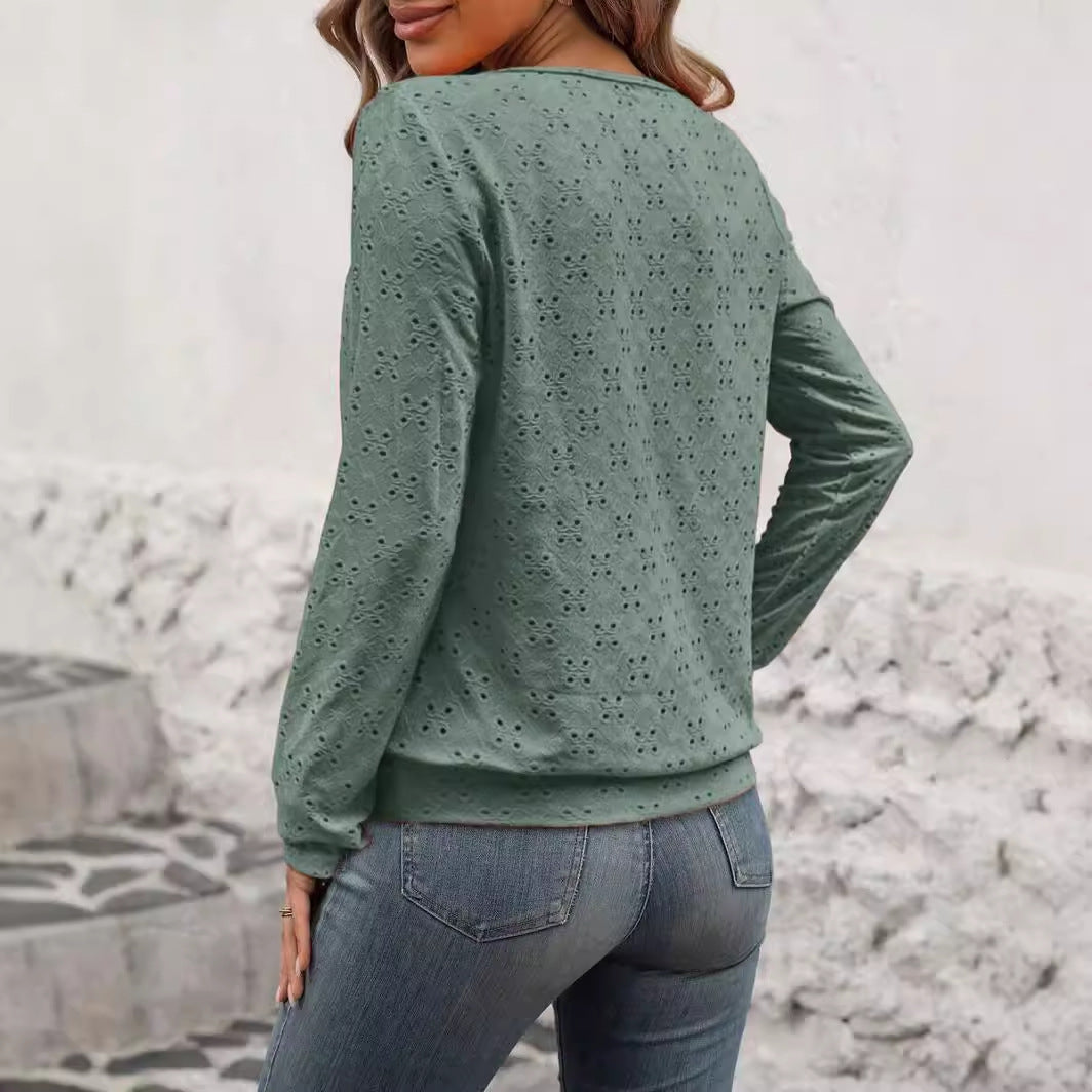Langarm-Shirt mit V-Ausschnitt und Cut-Outs – Bild 7 | LuxeStyle