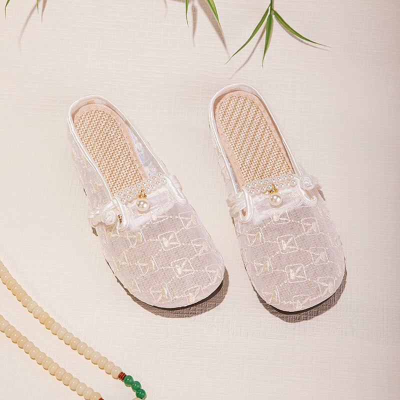 Sommer Mesh Slip-On Sandalen mit Stickerei