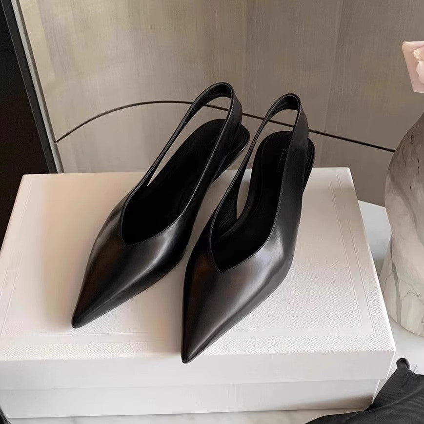 Schwarze Slingback Sandalen mit Keilabsatz – Bild 5 | LuxeStyle